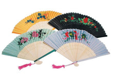 Colored Bamboo Framed Silky Fan - 9 in.