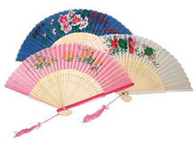 Colored Bamboo Framed Silky Fan - 9 in.
