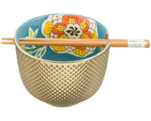 Metallic Ceramic Bowl with Chopsticks