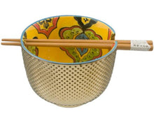 Metallic Ceramic Bowl with Chopsticks