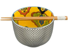 Metallic Ceramic Bowl with Chopsticks