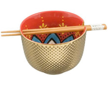 Metallic Ceramic Bowl with Chopsticks