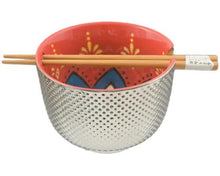 Metallic Ceramic Bowl with Chopsticks