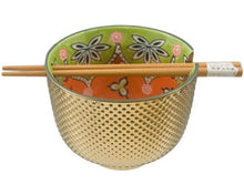 Metallic Ceramic Bowl with Chopsticks