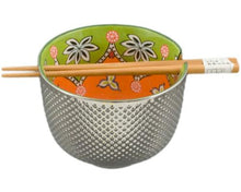 Metallic Ceramic Bowl with Chopsticks