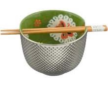 Metallic Ceramic Bowl with Chopsticks