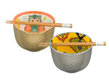 Metallic Ceramic Bowl with Chopsticks