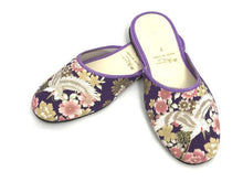 Printed White Crane Design Fabric Slippers