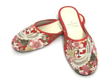 Printed White Crane Design Fabric Slippers