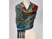 Peacock Design Velvet Shawl