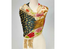 Peacock Design Velvet Shawl