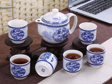 Blue on White  Design Tea Set (6 Cups & 1 Tea Pot)