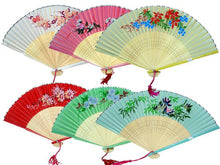 Colored Bamboo Framed Silky Fan - 9 in.