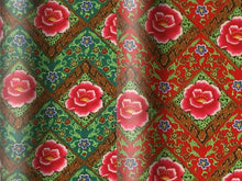 Diamond Pattern Peony Print Cotton Fabric