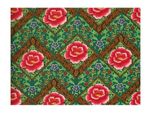 Diamond Pattern Peony Print Cotton Fabric