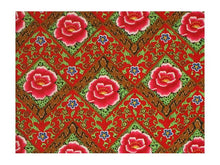 Diamond Pattern Peony Print Cotton Fabric