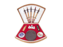 Premium Chinese Calligraphy Set - Fan Shape Brocade Box