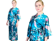 Peacock Floral Print Robe - Ankle Length