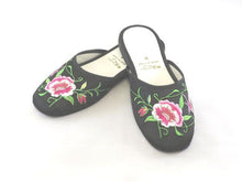 Butterfly Peony Embroidery Satin Slippers