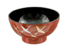 Crane Design Two Tone Lacquer Bowl